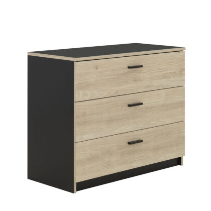 Tonight Συρταριέρα με 3 συρτάρια 92x45x76εκ. Black/Natural Chestnut
