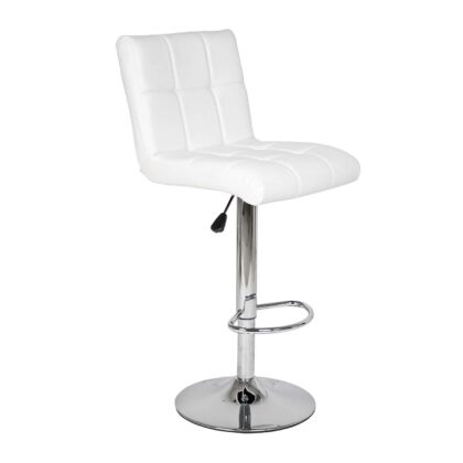 Σκαμπό King Λευκό 44 x 53 x 91-112 Χρώμιο, Τεχνόδερμα PU 200-021