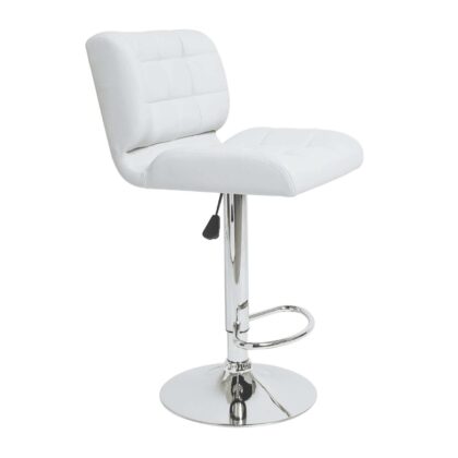 Σκαμπό Onar Λευκό 45 x 52 x 89-110 Χρώμιο, Τεχνόδερμα PU 200-027