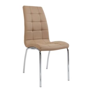 Καρέκλα Amelia Mόκα 42 x 43 x 95 Χρώμιο, Τεχνόδερμα PU Μόκα