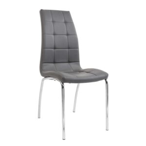 Καρέκλα Amelia Γκρι 42 x 43 x 95 Χρώμιο, Τεχνόδερμα PU Γκρι