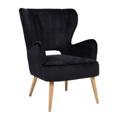 Πολυθρόνα Fiona Μαύρο 66 x 71 x 92 Βελούδο, Ξύλο 300-264