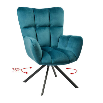 Πολυθρόνα Hilda Πετρόλ 62 x 72 x 88 Βελούδο, Μέταλλο 300-344