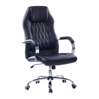 Καρέκλα Γραφείου Elda Μαύρο 64 x 68 x 119-129 Χρώμιο, Τεχνόδερμα PU 500-057