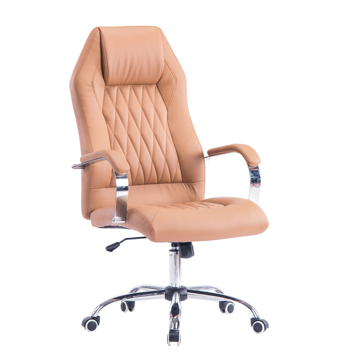 Καρέκλα Γραφείου Elda Μόκα 64 x 68 x 119-129 Χρώμιο, Τεχνόδερμα PU 500-058