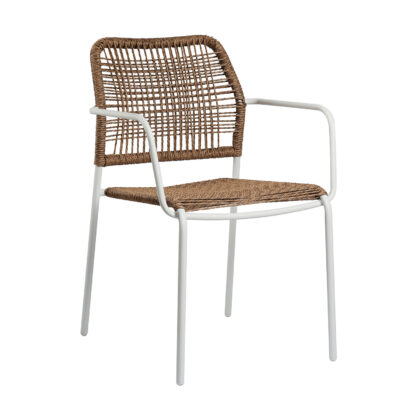 Πολυθρόνα Monza Φυσικό με λευκό σκελετό 53.5 x 60 x 79 Wicker 900-270