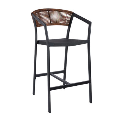 Σκαμπό Beluga Bar Καφέ με Μαύρο σκελετό 57 x 60 x 105 Αλουμίνιο, Συνθετικό σχοινί 900-291