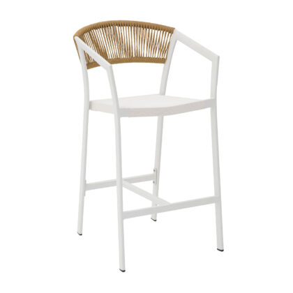 Σκαμπό Beluga Bar Φυσικό με Λευκό σκελετό 57 x 60 x 105 Αλουμίνιο, Συνθετικό σχοινί 900-293