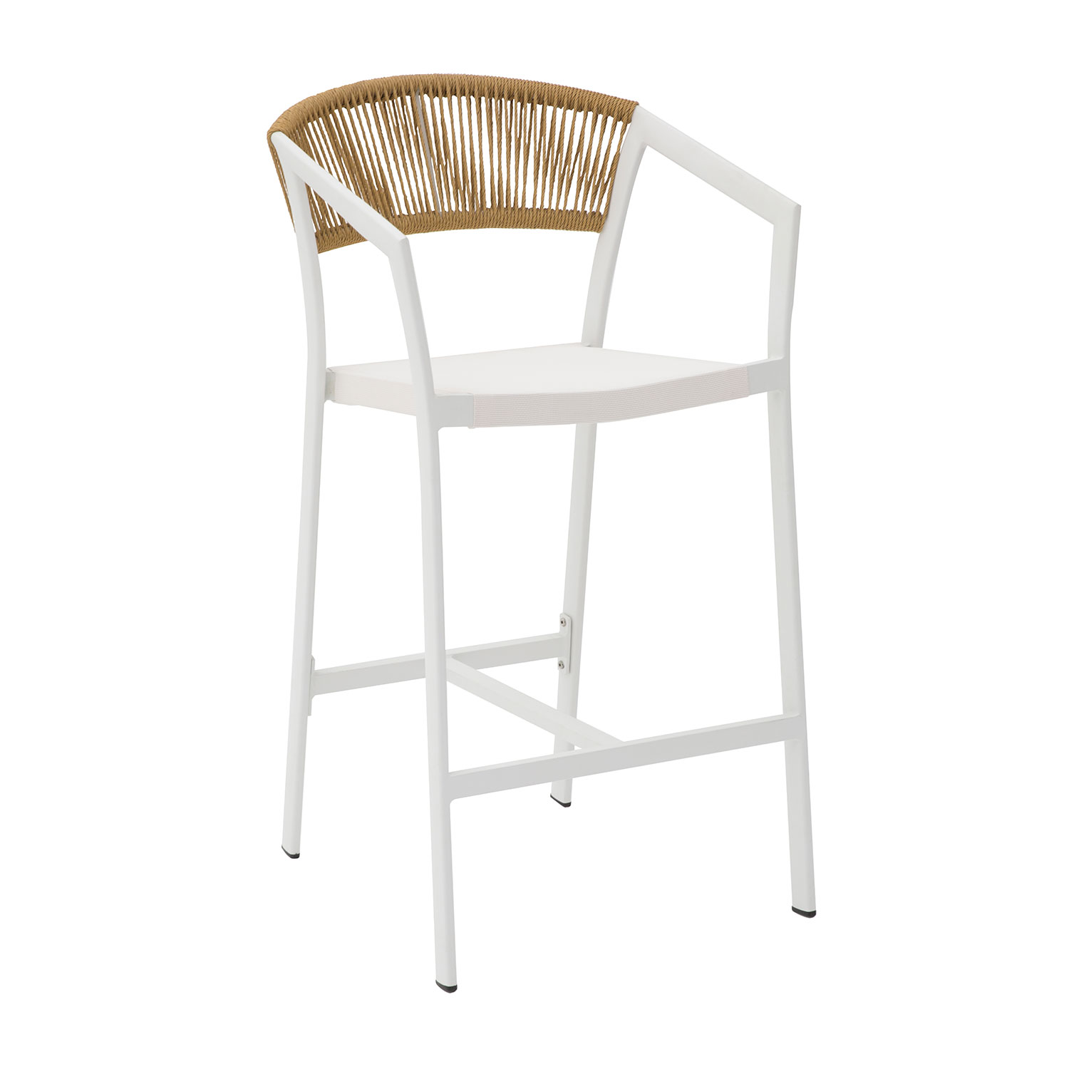 Σκαμπό Beluga Bar Φυσικό με Λευκό σκελετό 57 x 60 x 105 Αλουμίνιο, Συνθετικό σχοινί 900-293