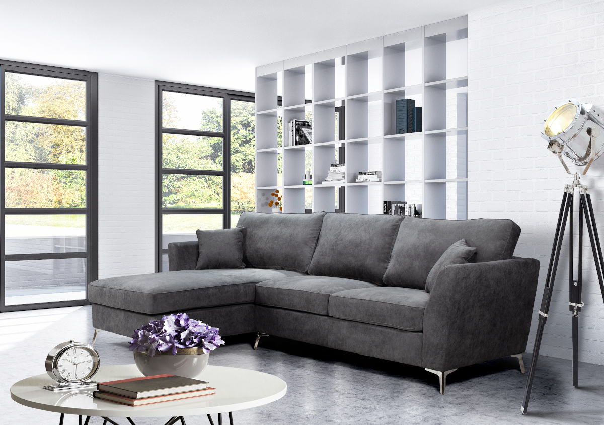 Bonita Γωνιακός Καναπές 280x170εκ. Γκρι Αριστερή Γωνία