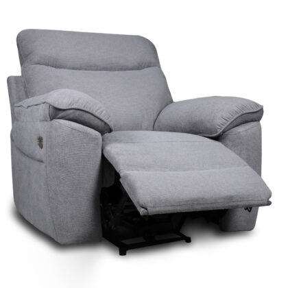 Boston πολυθρόνα Relax με ηλεκτρική ανάκλιση 101x100x102εκ. Γκρι Ανοιχτό ύφασμα