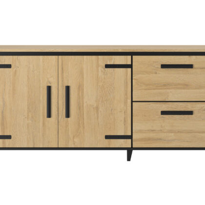 Cork μπουφές με δύο πόρτες και δύο συρτάρια 191x45x90εκ. Golden Oak / Μαύρο