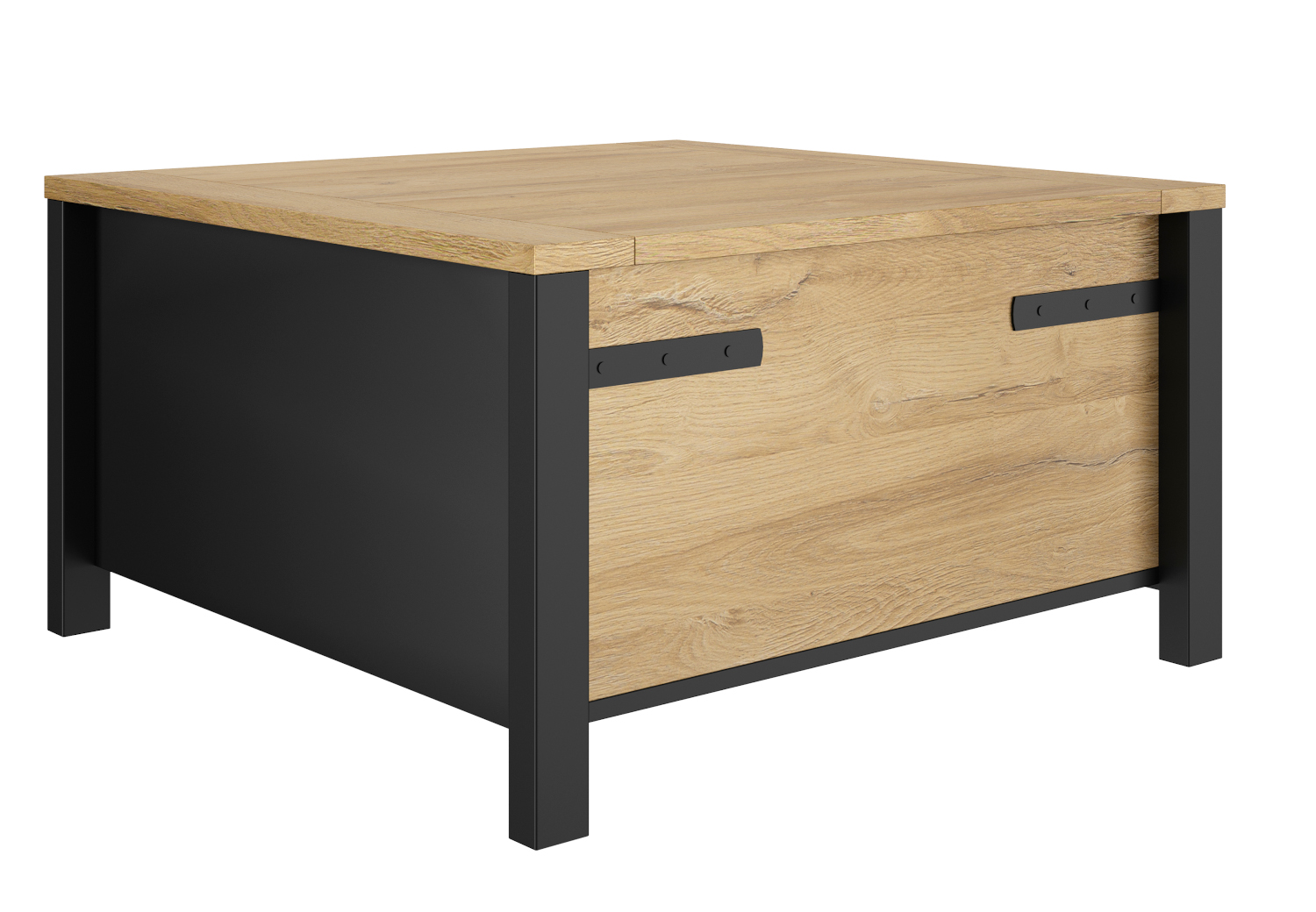 Cork τραπεζάκι σαλονιού 80x80x45εκ. με αποθηκευτικό χώρο Golden Oak / Μαύρο