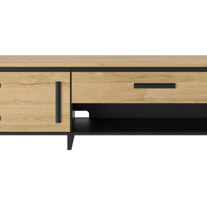 Cork έπιπλο τηλεόρασης με μία πόρτα και ένα συρτάρι 171x45x55εκ. Golden Oak / Μαύρο