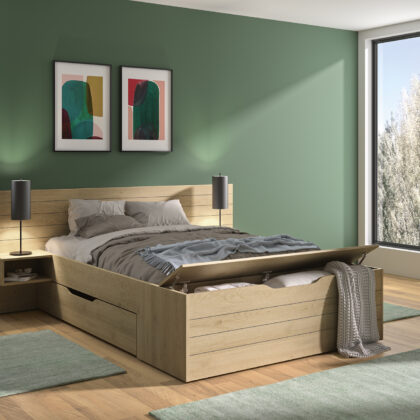 Delta κρεβάτι διπλό All-in-One με αποθηκευτικούς χώρους 217x221x90εκ. ( για στρώμα 140x190εκ. ) Blond Oak