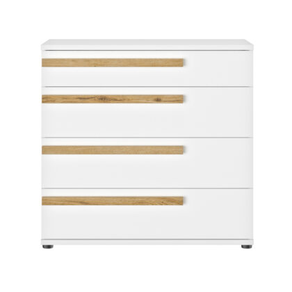 Enzo συρταριέρα με 4 συρτάρια 94x46x90εκ. Helvezia Oak/ Λευκό