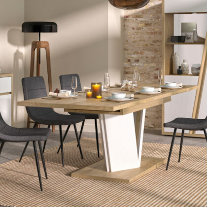 Epura τραπέζι τραπεζαρίας επεκτεινόμενο 190/235x90x77εκ. Silva Oak / Λευκό