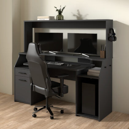 Function Plus Gaming γραφείο με 1 πόρτα και 1 συρτάρι 171x62,2x149,6εκ. Γκρι