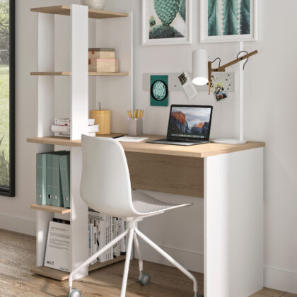 Homy Γραφείο με βιβλιοθήκη 115x60x75/148εκ. Natural Chestnut / Λευκό