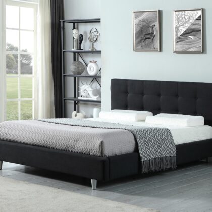 Carter ντυμένο διπλό κρεβάτι 174x217εκ. ( για στρώμα 160x200εκ. ) Μαύρο με ανατομικό πλαίσιο