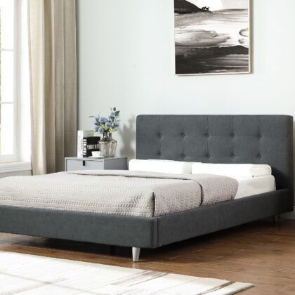 Carter ντυμένο διπλό κρεβάτι 174x217εκ. ( για στρώμα 160x200εκ. ) Γκρι σκούρο με ανατομικό πλαίσιο