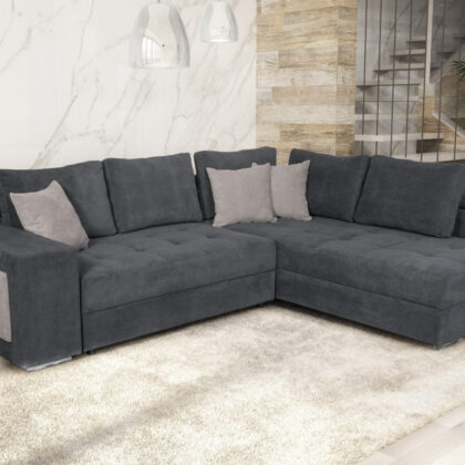 Karina Γωνιακός καναπές κρεβάτι με αποθηκευτικό χώρο & 2 σκαμπό 278x218εκ. MS07 Γκρι Δεξιά Γωνία