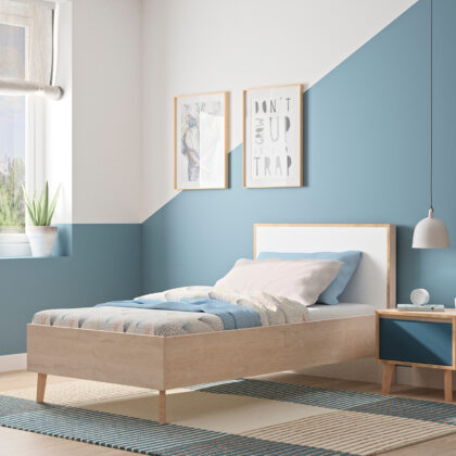 Larvik Κρεβάτι ημίδιπλο 128x208x93εκ. ( για στρώμα 120x200εκ. ) Blond Oak / White