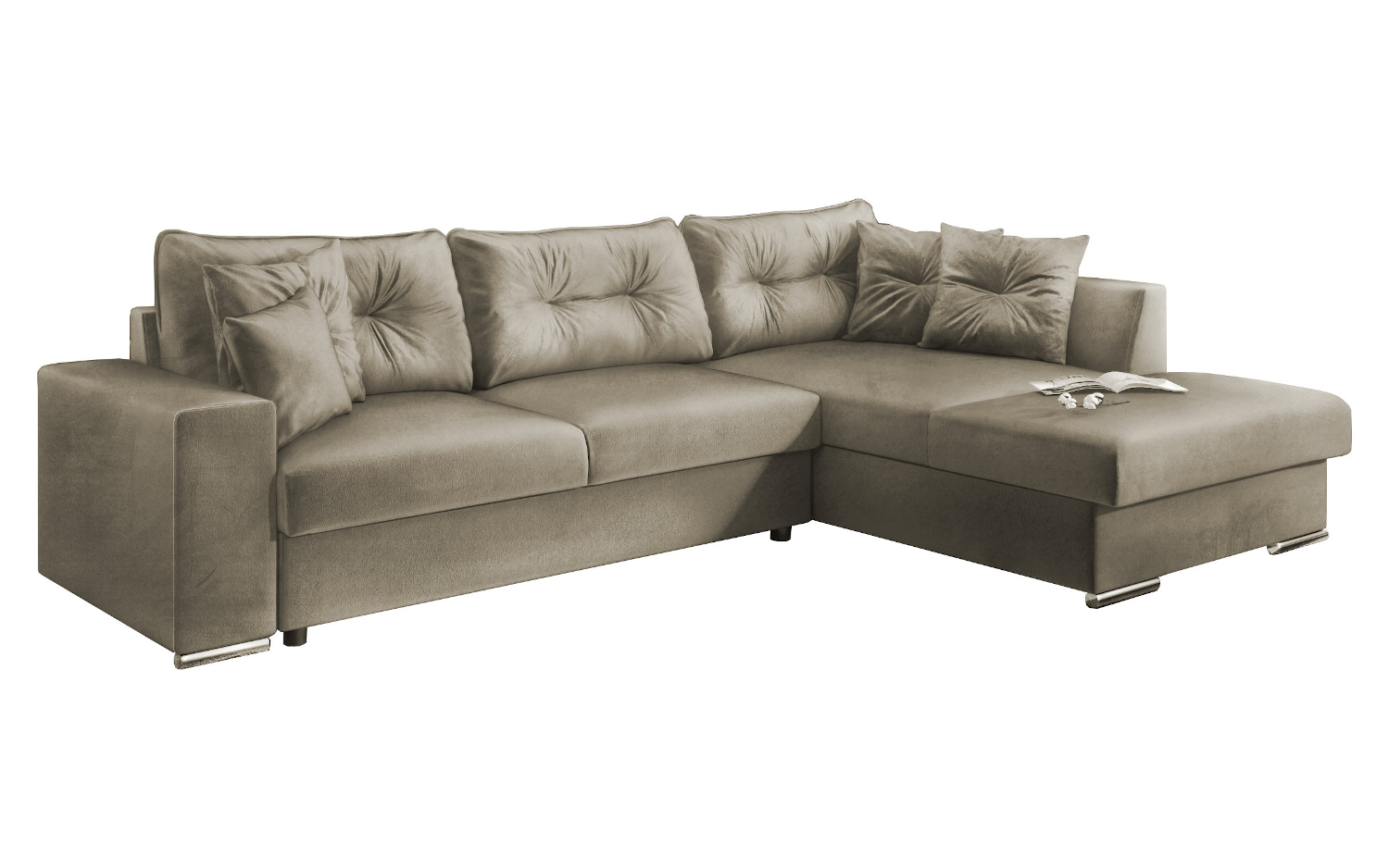 Rome γωνιακός καναπές κρεβάτι με αποθηκευτικό χώρο 305x195εκ. Σκούρο Μπεζ Δεξιά Γωνία