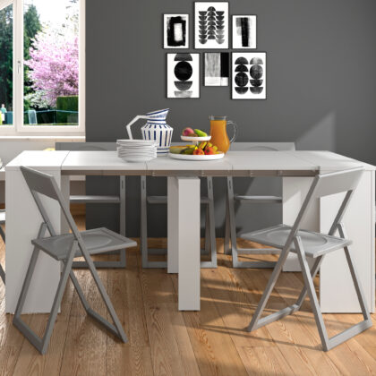 Silva επεκτεινόμενο τραπέζι - κονσόλα 58/103/148/193x90x77 εκ. Λευκό