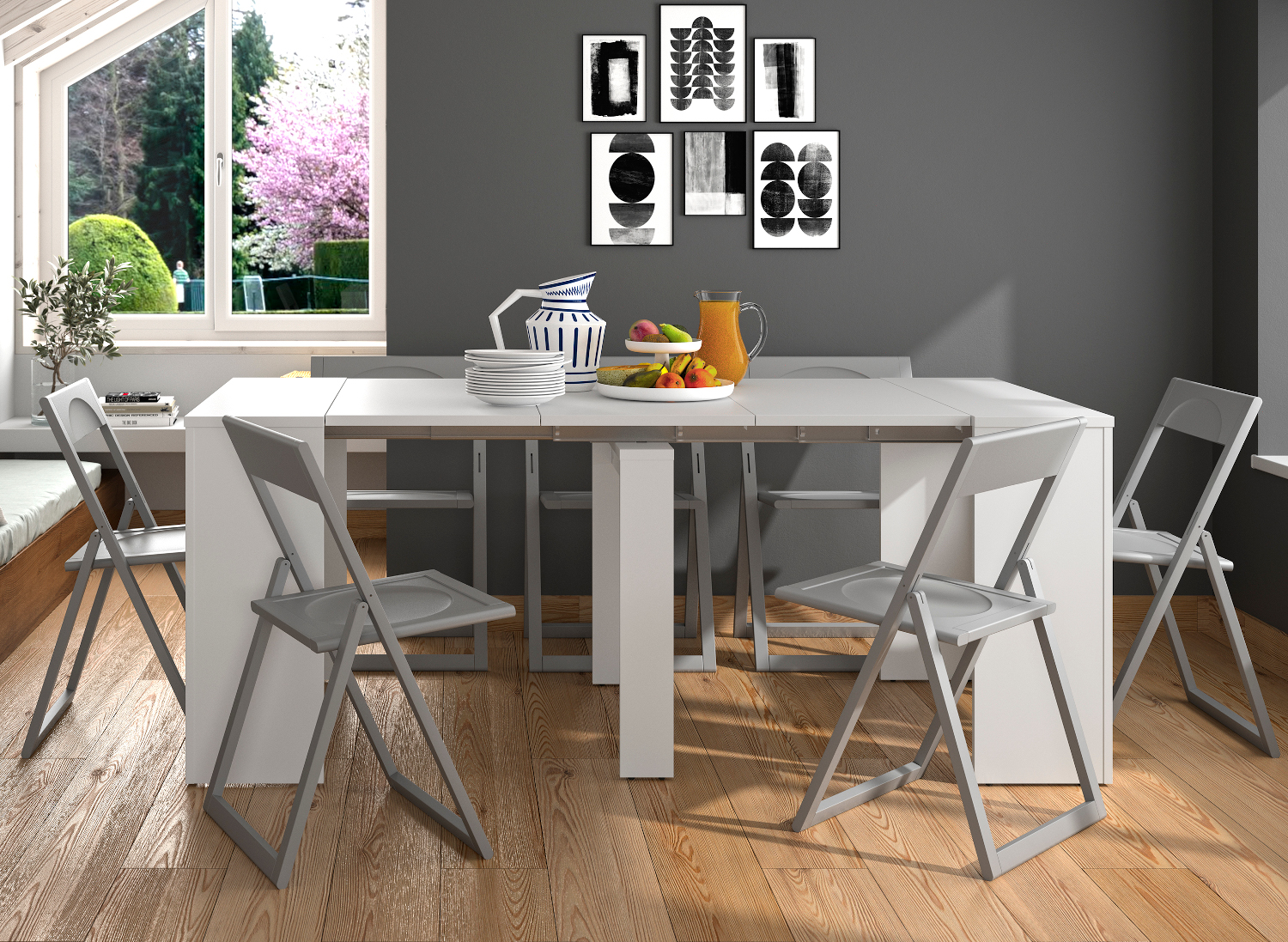 Silva επεκτεινόμενο τραπέζι - κονσόλα 58/103/148/193x90x77 εκ. Λευκό