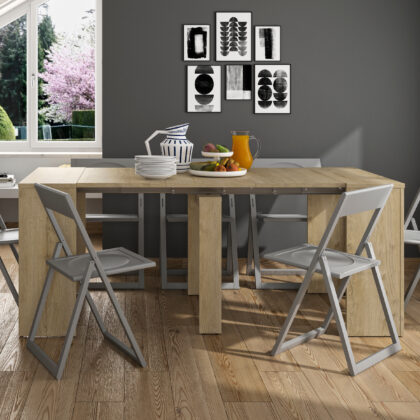Silva επεκτεινόμενο τραπέζι - κονσόλα 58/103/148/193x90x77εκ. Helvezia Oak