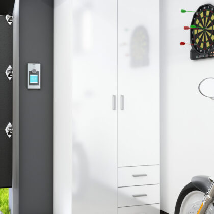 Space ντουλάπα με 2 πόρτες και 3 συρτάρια 77,6x49,5x200,4εκ. Λευκό