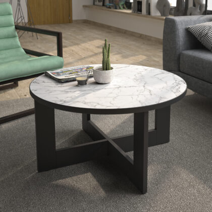 Adria τραπεζάκι σαλονιού στρογγυλό 82εκ. ( ύψος43εκ.) Marble / Black