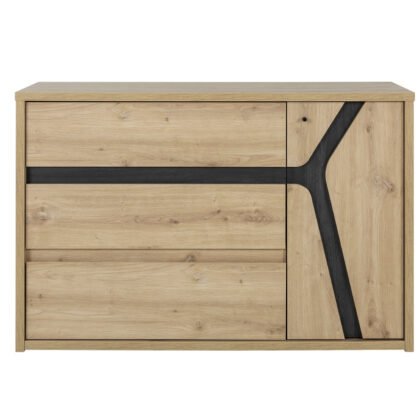 Alana συρταριέρα με 3 συρτάρια και 1 πόρτα 117x47x76εκ. Artisan oak / Black thread