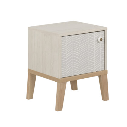 Alika κομοδίνο με 1 πόρτα 36x38x47εκ. Whitewashed Chestnut/Grey & Coral print