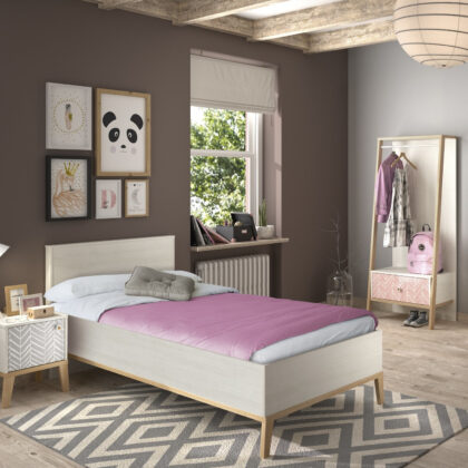 Alika κρεβάτι μονό 99x210x86εκ. ( για στρώμα 90x200εκ. ) Whitewashed Chestnut/Beech