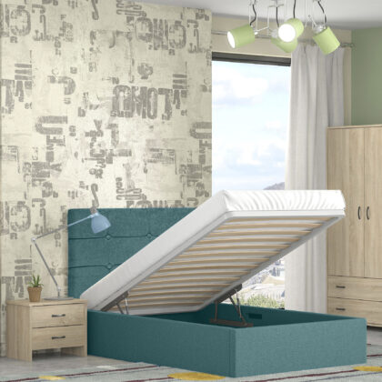 Alina ημίδπλο κρεβάτι με αποθηκευτικό χώρο 120x215εκ. Πετρολ (για στρώμα 110x200εκ. )