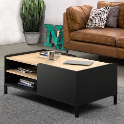 Amsterdam τραπεζάκι σαλονιού 106x60x42εκ. Natural chestnut / Black