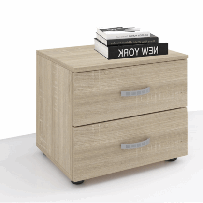 Ares Κομοδίνο με 2 συρτάρια 48x36x41εκ. Sonoma