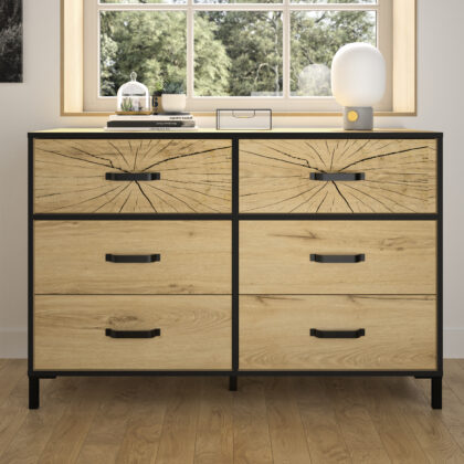 Armor συρταριέρα με έξι συρτάρια 125x45x83cm Helvezia Oak / Black