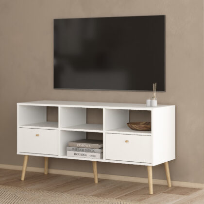 Bodo έπιπλο τηλεόρασης με 2 συρτάρια 117x39x60,8εκ. Λευκό