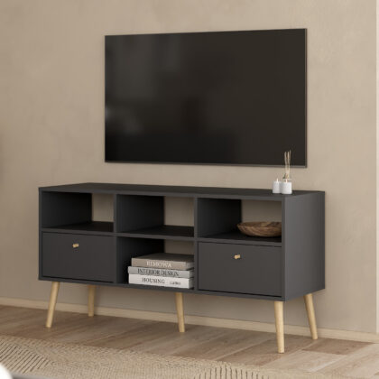 Bodo έπιπλο τηλεόρασης με 2 συρτάρια 117x39x60,8εκ. Γκρι