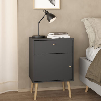 Bodo κομοδίνο με ένα συρτάρι και ένα ντουλάπι  50,2x39,1x72,1εκ. Γκρι