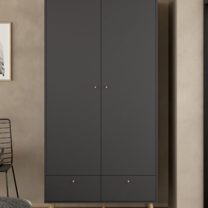 Bodo ντουλάπα με 2 πόρτες και 2 συρτάρια 98,7x58x200εκ. Γκρι