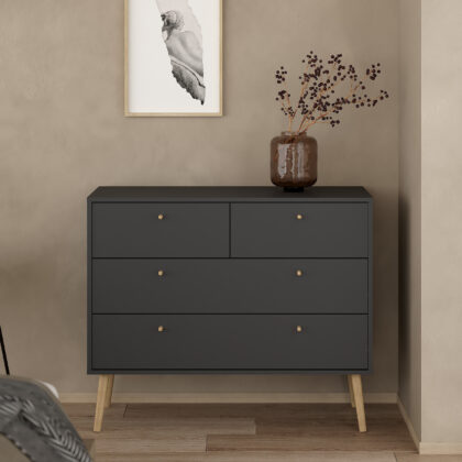 Bodo συρταριέρα με 4 συρτάρια 98,7x39,1x81,7εκ. Γκρι