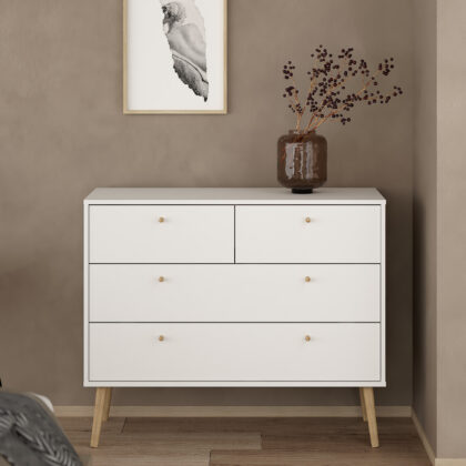 Bodo συρταριέρα με 4 συρτάρια 98,7x39,1x81,7εκ. Λευκό