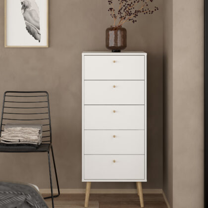 Bodo συρταριέρα ψηλή με 5 συρτάρια  50x39x120εκ. Λευκό