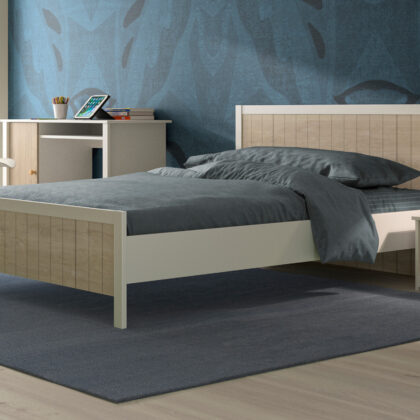 Charlie κρεβάτι διπλό146x195x84εκ. ( για στρώμα 140x190εκ. ) Blond Oak / Λευκό