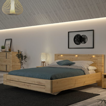 Confidence Κρεβάτι διπλό 177x210εκ. ( για στρώμα 160x200εκ. ) Artisan Oak