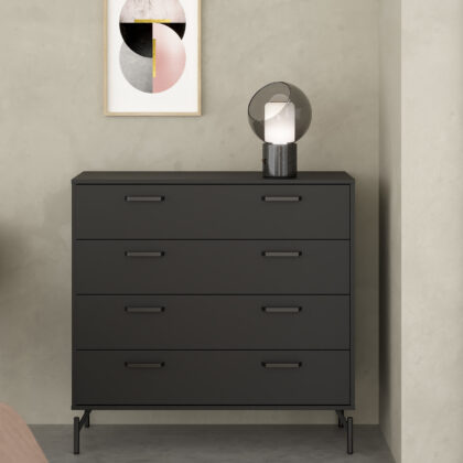 Dana συρταριέρα με 4 συρτάρια 98,7x39,8x95,8εκ. Μαύρο